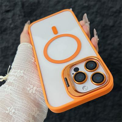 Luxury Magnetic Shockproof Phone Case For iPhone 15 11 12 13 14 Pro Max For Magsafe Funda Stand Glass Lens Protector Back Cover