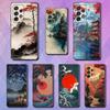 Japanese Art Style Phone Case For Samsung S22,S21,S20,S10,S9,S25,S24,S23,Ultra,FE,Plus,Lite,Soft Silicone Black