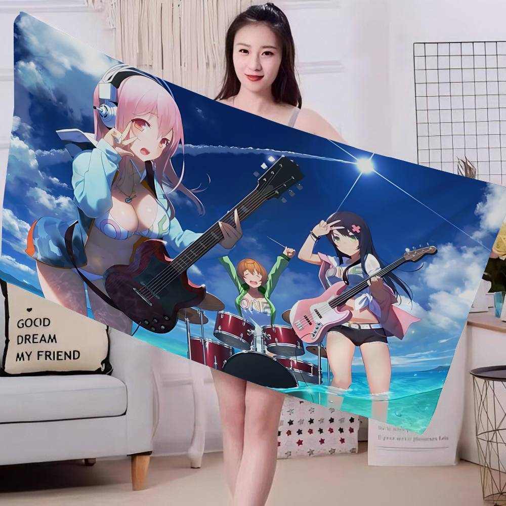 Anime S-Super S-Sonico Musical Girl Bath Towel Microfiber Soft Water Absorbing Breathable For Girl Kids Decorative Beach Towel
