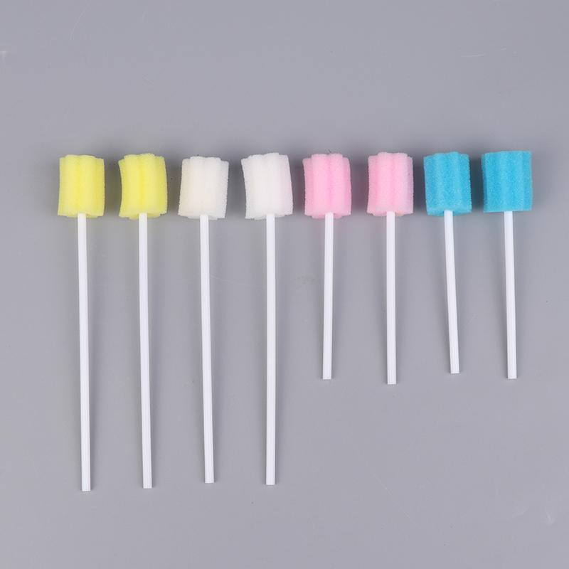 100 ks tamponů na čištění zubů s houbičkou na čištění hlavy, jednorázové tampony na péči o ústní dutinu