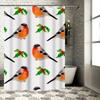 Bright Red Bird Christmas Shower Curtain Decorative Watercolor Bath Mat Set Floral Flower Print Home Bathroom Decoration 180x240