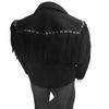NOORA Mens Suede Black Cowboy Western Leather Jacket With Fringe Tassels