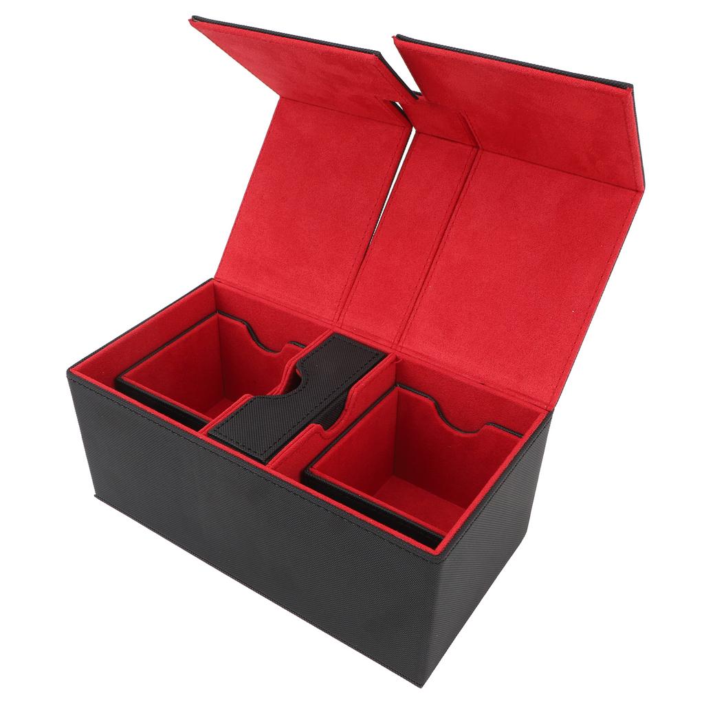 Caixa de Baralho com 3 Gavetas Grande Capacidade Fecho Magnético Couro PU Caixa de Armazenamento para Cartas de Jogo para Guardar Mais de 200 Cartas