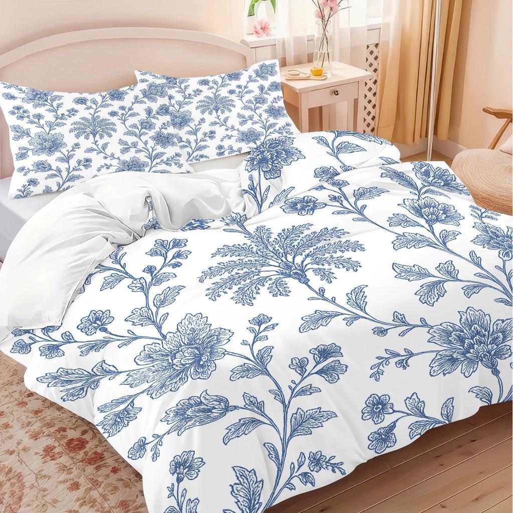 Quilt Cover Bedding 3-Piece Set Printed Quilt Cover Creative Home Textile Supplies Flower Quilt Cover Three-Piece Set Jit Delivery