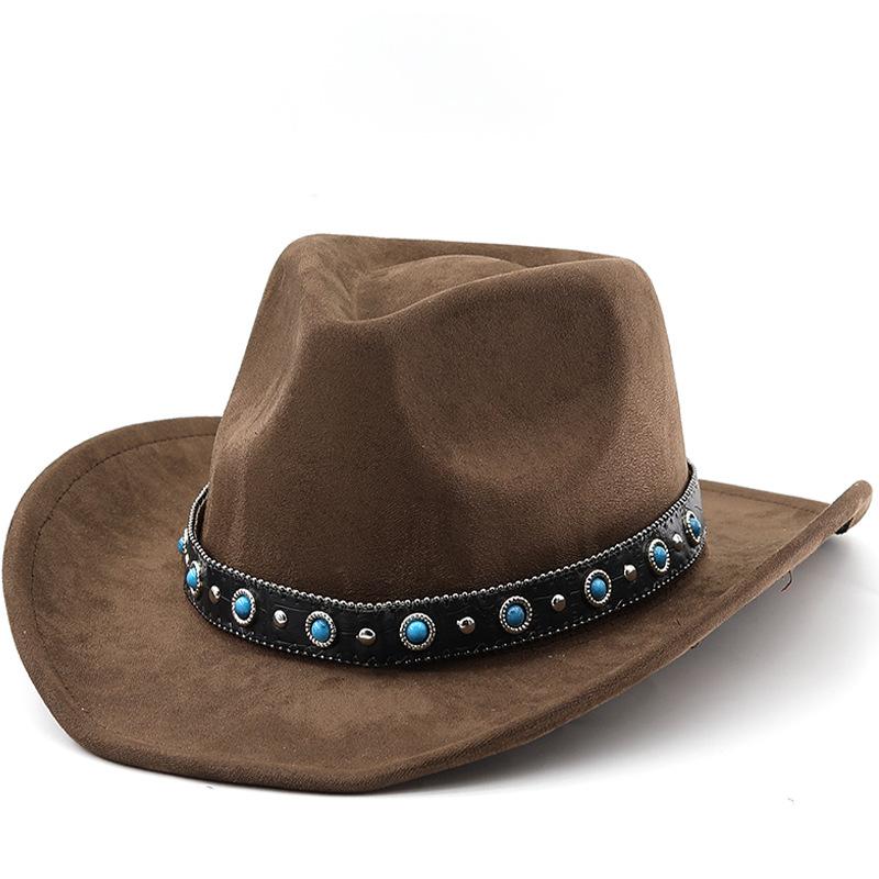 Bohemian Tibetan Top Hat Western Cowboy Hat Bull Head Accessories Felt Hat Ethnic Style Men's and Women's Hats