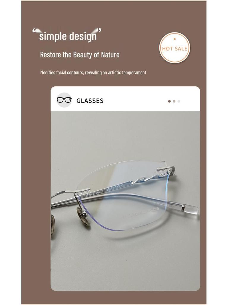 Damen Luxuriöse Ultraleichte Titan Myopie Cat-Eye Randlose Brille mit Schmetterlingsdesign