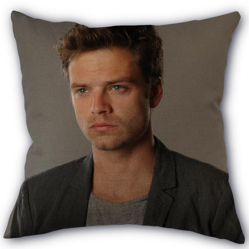 45X45cm Pillow Cover Sebastian Stan Home Decorative Pillowcase Square Zipper Cotton Linen Pillow Cases Bedroom 0331