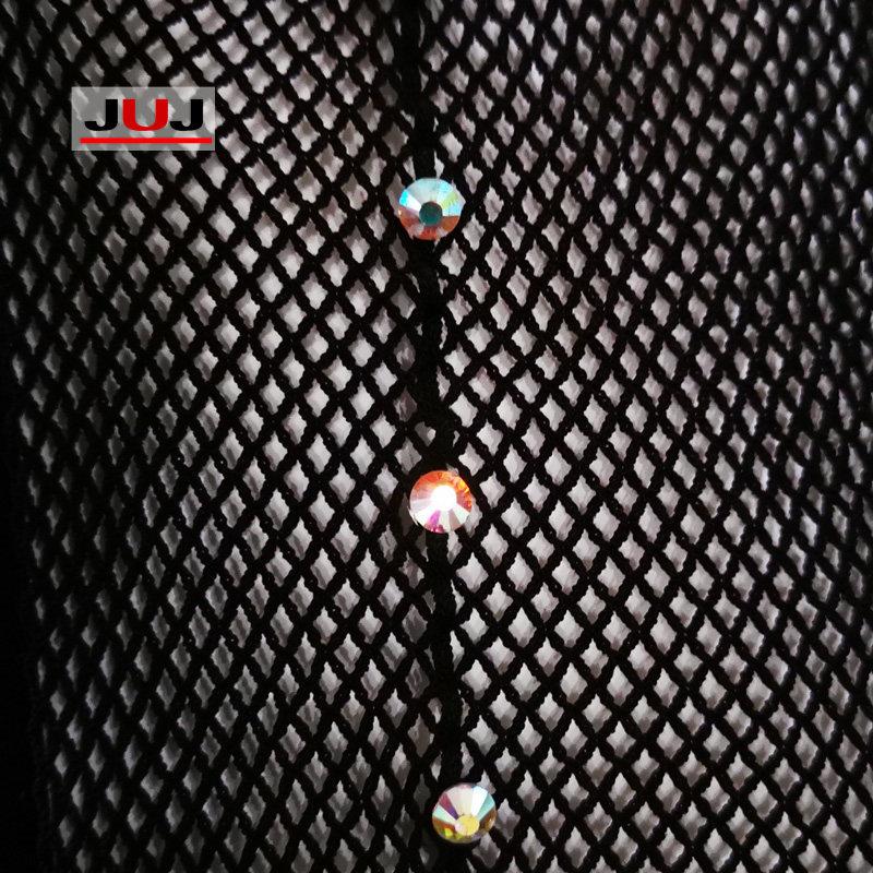 Strass Latein Strumpfhosen Damen Professionelle Netzstrumpfhosen Standard & Latein Tanz Hartgarn Elastische Strümpfe Rücken Naht Strumpfhosen One size gray