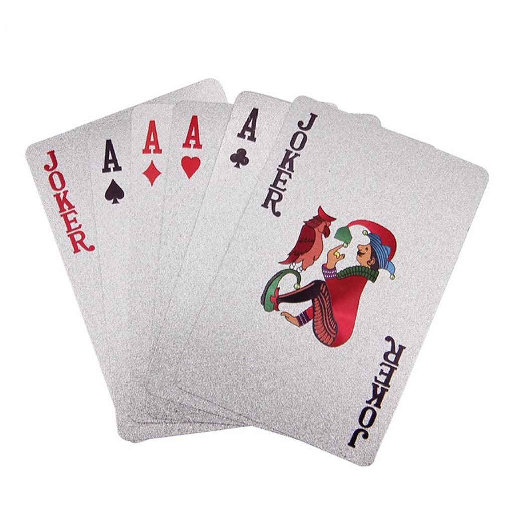 New Silver Foil Playing Cards, Waterproof Plastic Poker Card Set, Holiday Party Gift Collection, Casino Style Game Cards