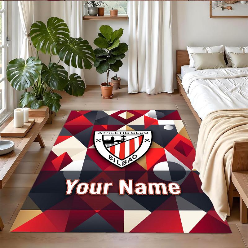 Crystal Velvet Rug Custom Name Text, Soft Non Slip Floor Mat Home DecorAthletic Bilbao FC