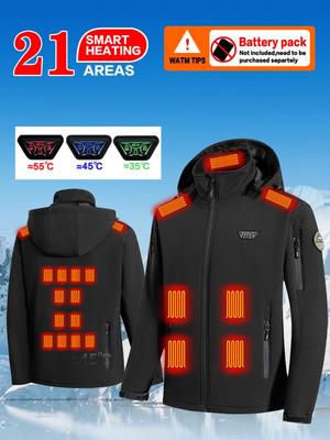 21st District Smart Heated Softshell Jacket - USB Electric Fleece-Lined Windbreaker for Outdoor Cycling & Fishing Warmth
