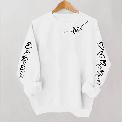 

Женский повседневный и модный топ с круглым вырезом и принтом ко Дню святого Валентина, толстовка с капюшоном и длинными рукавами M белый