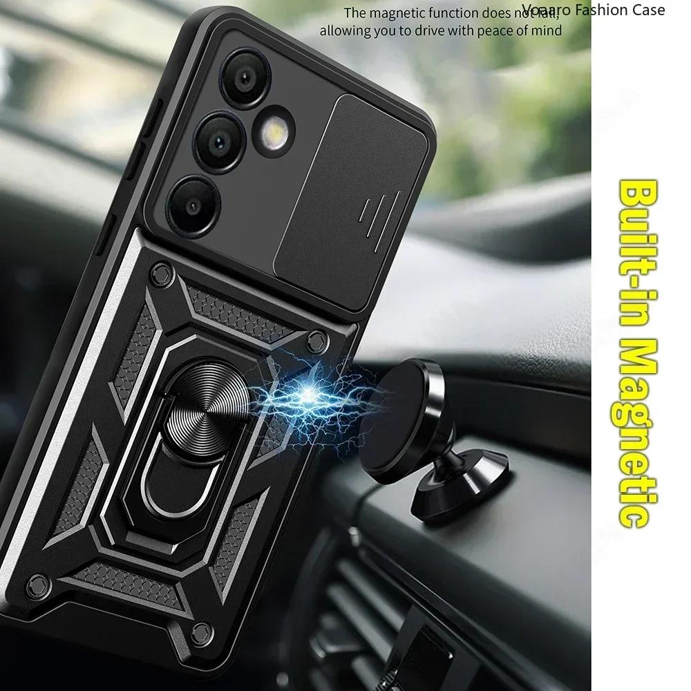 Magnetic Ring Armor funda for Samsung Galaxy S24 FE Case for Samsung S24 Ultra M15 F15 M55 A15 A55 A35 M54 Case slide Lens Cover
