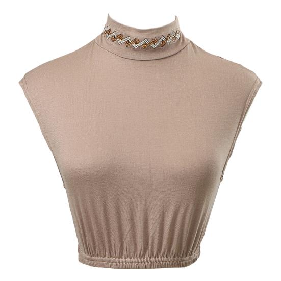 Fake Collar Half High Collar Rhombus Rhinestones Decor False Collar Breathable Elastic Collar Attachment