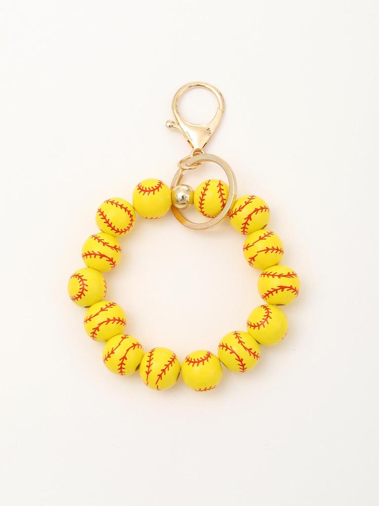 Independence Day & Halloween Sports Style Wooden Bead Keychain Bracelet