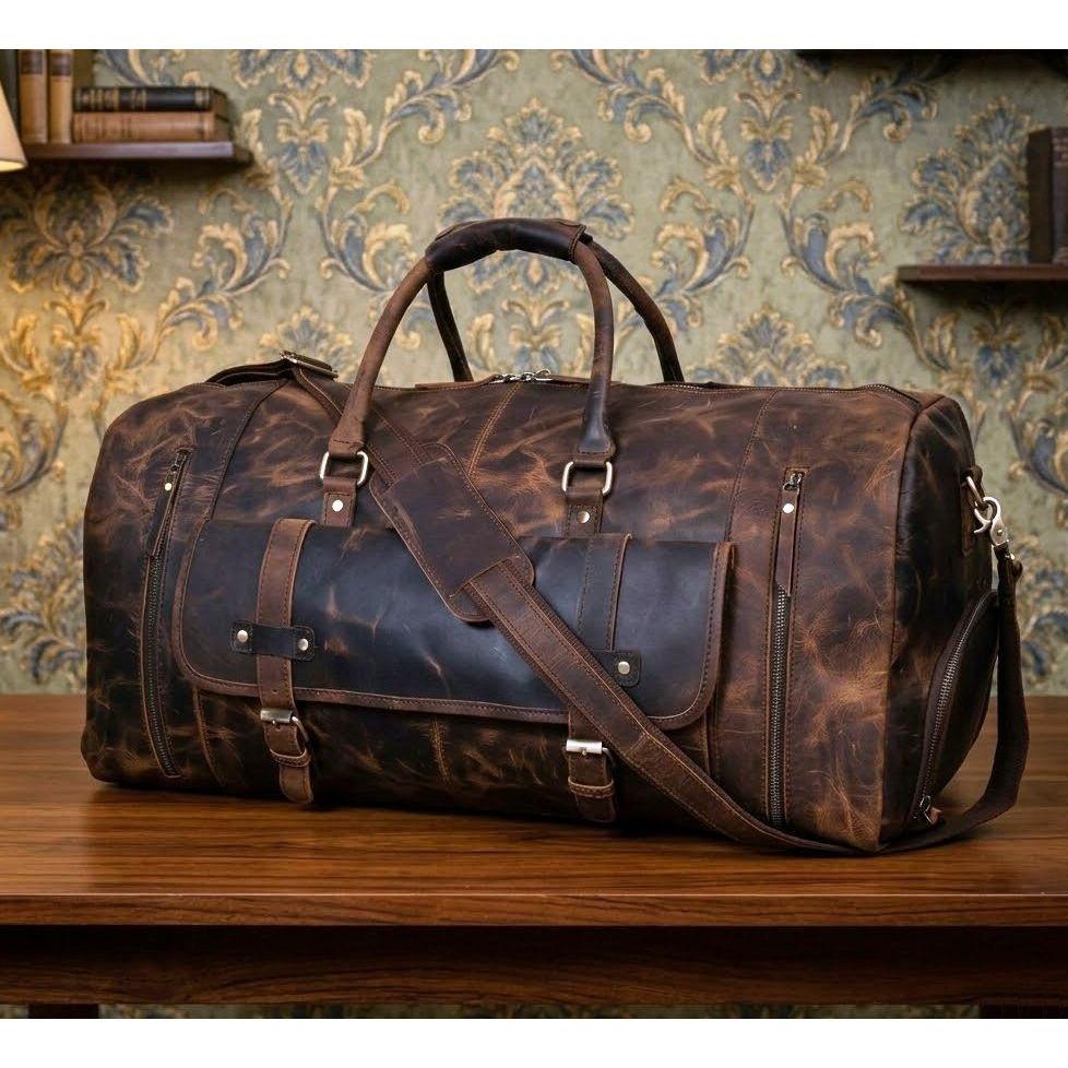 Mens&Womens Travel Bag, Full Grain Leather Duffel Bag, Personalisation Weekend Luggage Bag,Unique Christmas Gifts,Carry-on Bag