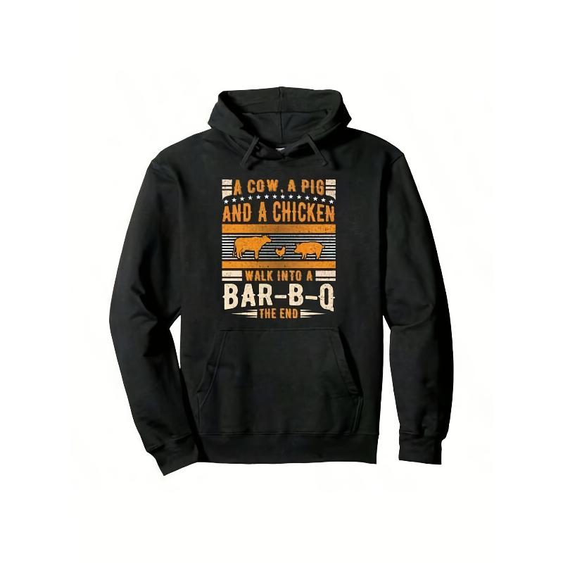 Warm Polyester Hoodie for Men Elastic Waistband Breathable Thermal Lining XXL чёрный