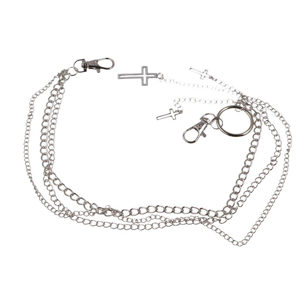 Double Layer Jewelry Gift Heart Female Belt Chain Metal Waist Chain Hollow Cross Punk Pants Chain