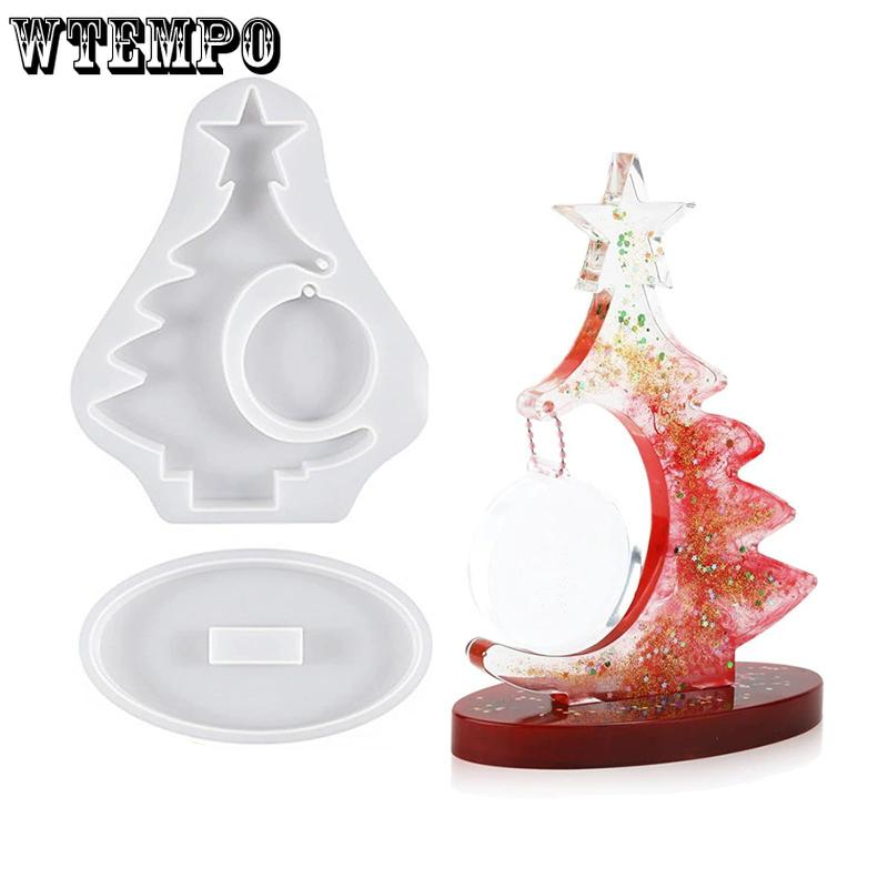 WTEMPO Christmas Tree Photo Frame Silicone Molds Christmas Tree Candle Ornament Molds DIY Resin Handicrafts Christmas Tree Ornaments Making Supplies