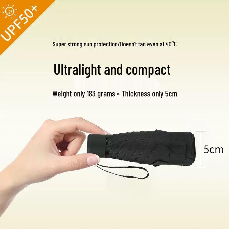 Compact Five-Fold Sunshade: Ultra-Light Mini Parasol with Black Glue Sun Protection