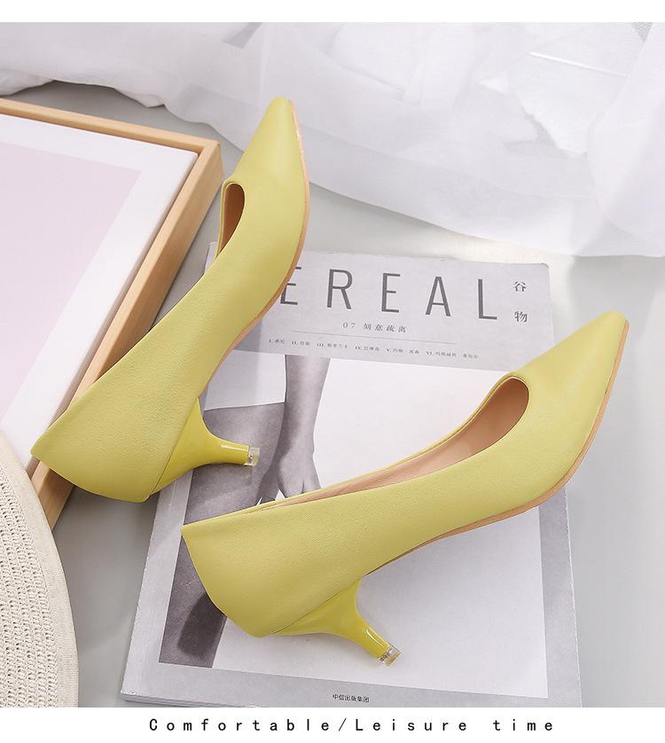 

Женские туфли на высоком каблуке 5 см, офисные туфли из кожи, женские туфли-лодочки класса люкс, туфли на шпильке, танкетки, туфли на маленьком каблуке-рюмочке, свадебные туфли для вечеринок 4.5 жёлтый