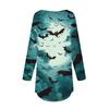 Moda para Mujer Suelto Cuello Redondo Halloween Estampado Manga Larga Camiseta Top Jersey