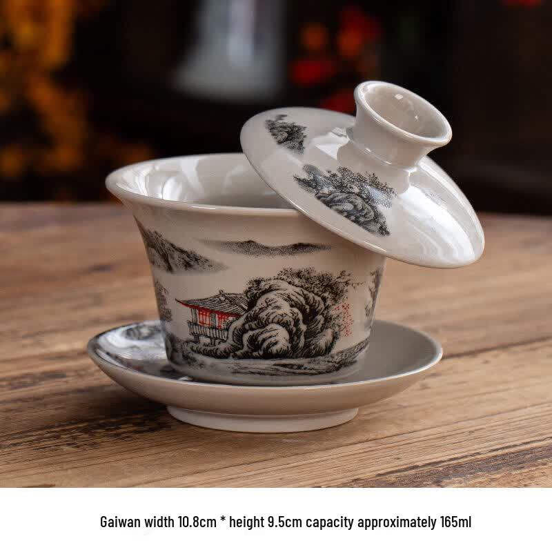 Ceramic Sancai Gaiwan Tea Bowl