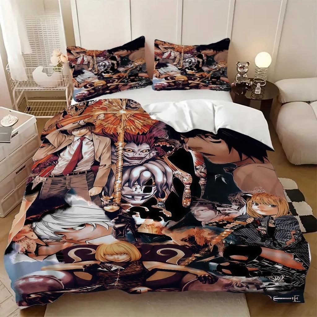 Exquisite Anime 3D print Death Note Bedding Set Duvet Cover Pillowcases Kids boy Bedroom Decor Single/Double/Queen Size