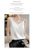 25 Summer Silk Slim-fit V-neck Camisole, Single Strap, Sleeveless, Solid Color, Versatile Imitation Silk Vest