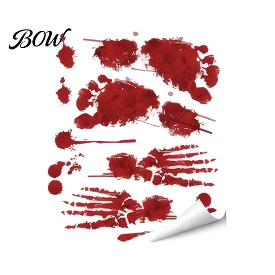 Immersive Horror Party Supplies Halloween Stickers, with Spooky Handprints Footprints Printed, PVC Scary Footprint Decals Self-adhesive Decals,
