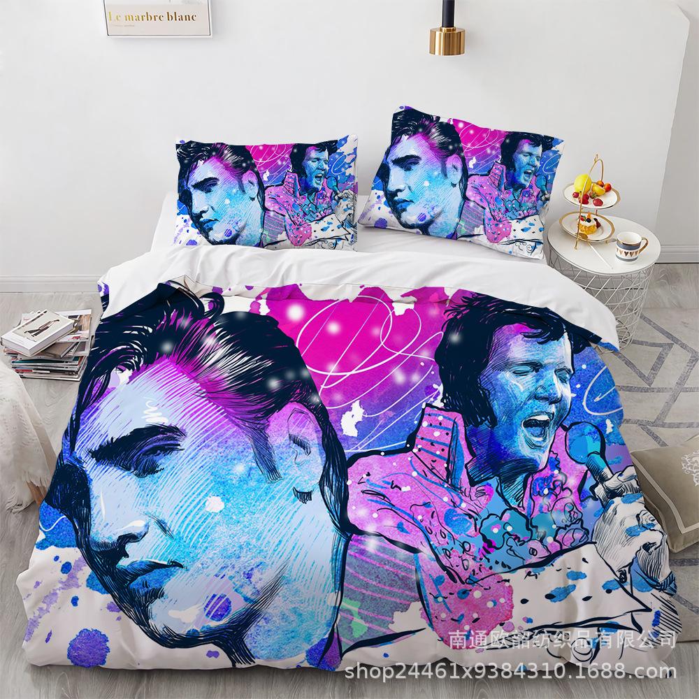 Größe 3D Digitaldruck Elvis Presley Heimtextil Quilt-Set Dreiteilig