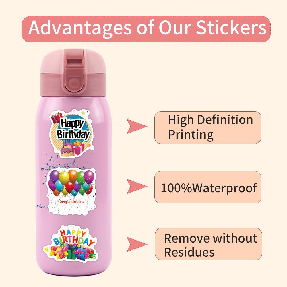 110 New Happy Birthday Graffiti Stickers Decorate Suitcase Mobile Phone Waterproof Personalized Stickers