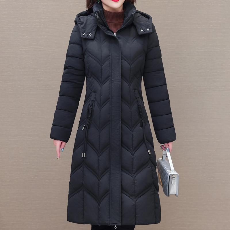 

Элегантные длинные парки для женщин, пальто с капюшоном, толстые теплые зимние пальто для женщин среднего возраста 5XL чёрный