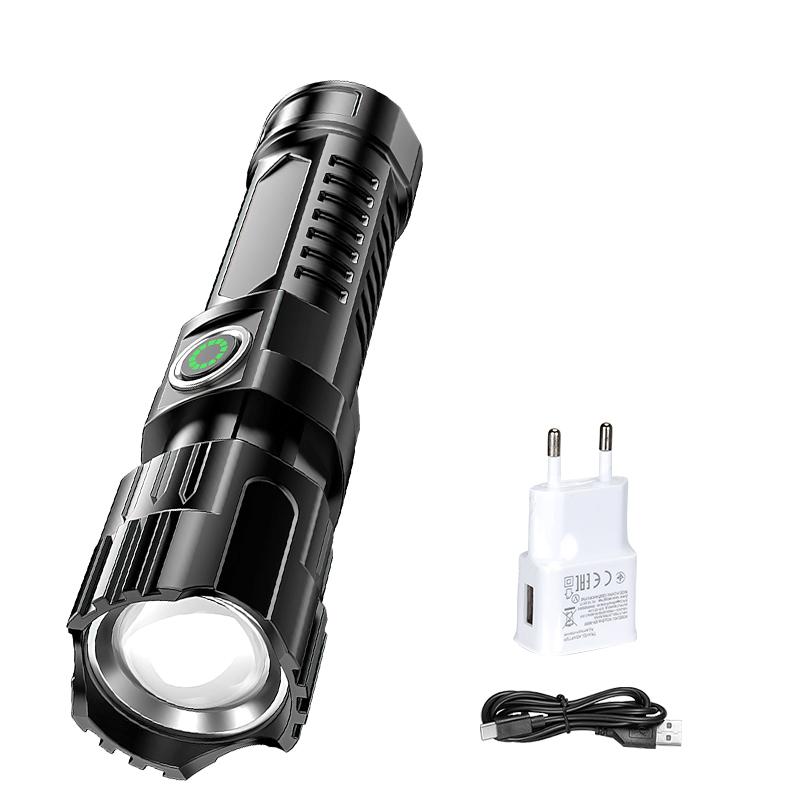 Super Bright LED Flashlight Rechargeable Tactical Zoomable Torch,Waterproof Search Light for Camping Emergency Hunting Cycling
