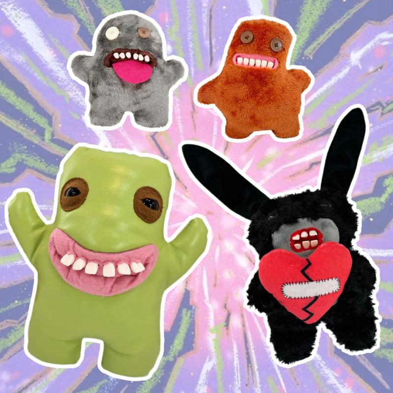 Adorable Plush Tooth Monster Doll Soft Toy In Black Green Brown And Gray For Christmas