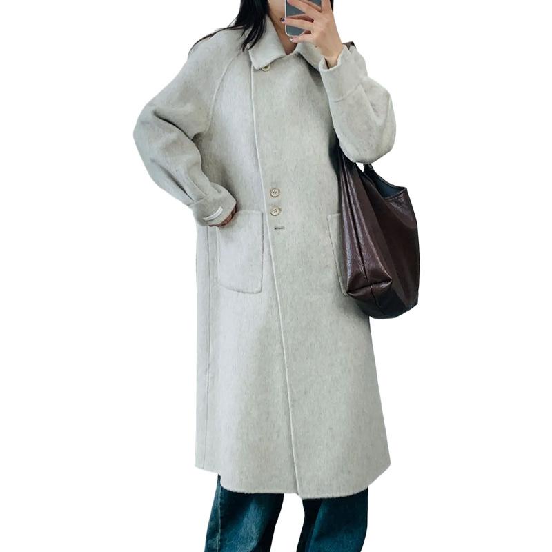 New loose double-sided cashmere coat elegant and lazy woolen coat long cashmere coat
