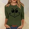 3/4 Sleeve Tops For Women T-Shirt Casual Christmas Print Tops T Shirt Round Neck Pullover Blouse