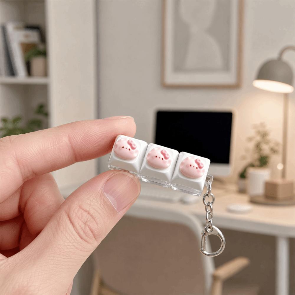 Kawaii Cat Shape Fidget Switch Tester Keychain Stress Relief Finger Press Toy Holiday Gift