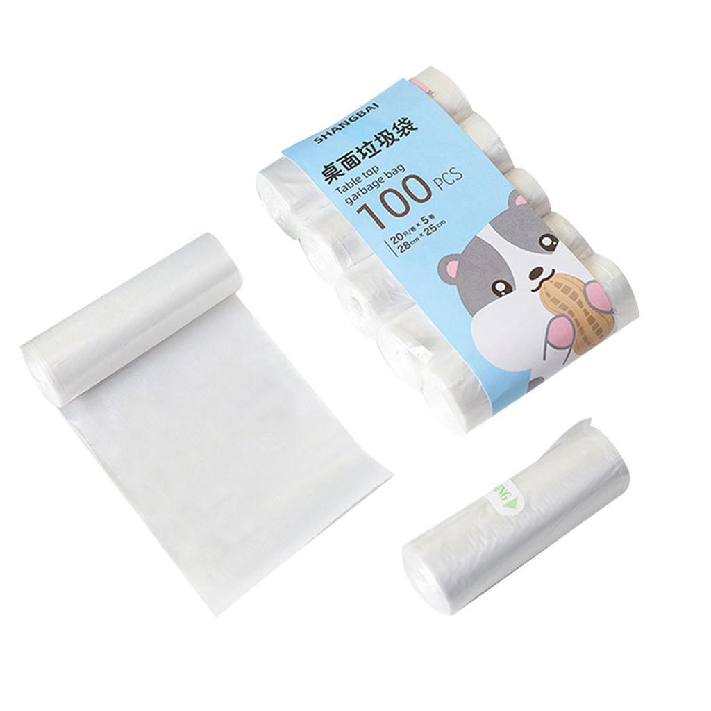 5Roll 100Pcs Mini Garbage Bag Household Thickened Small Desktop Garbage Garbage