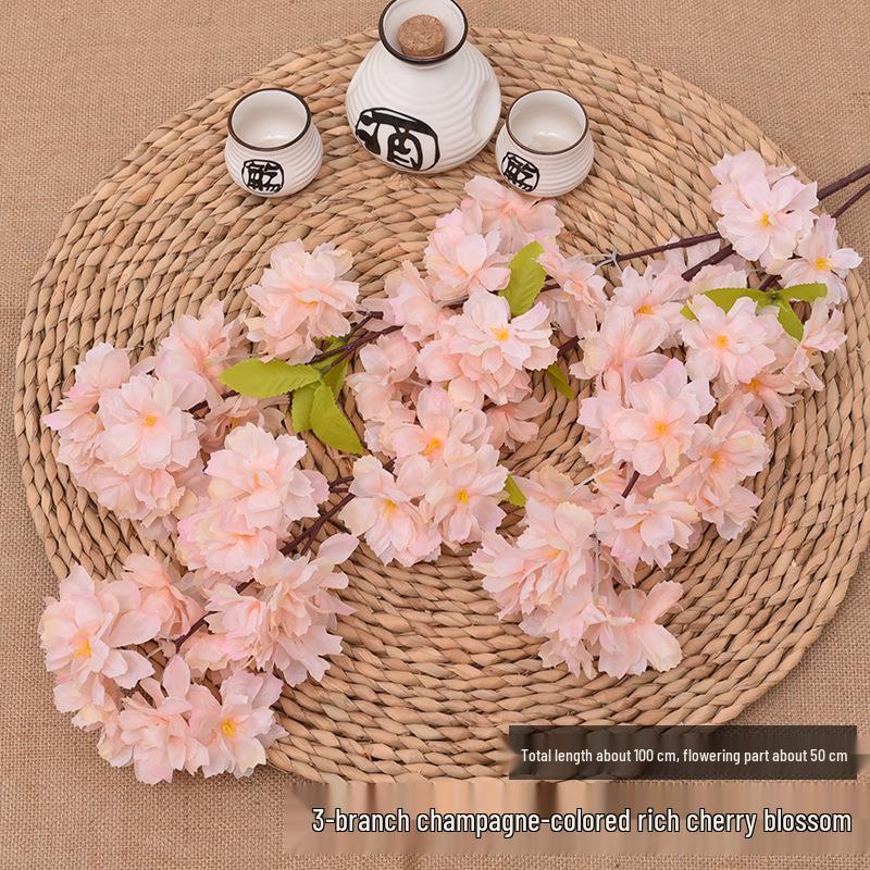 Silk Cherry Blossom Branch Artificial Vine: Floral Decoration for Weddings and Indoor Spaces