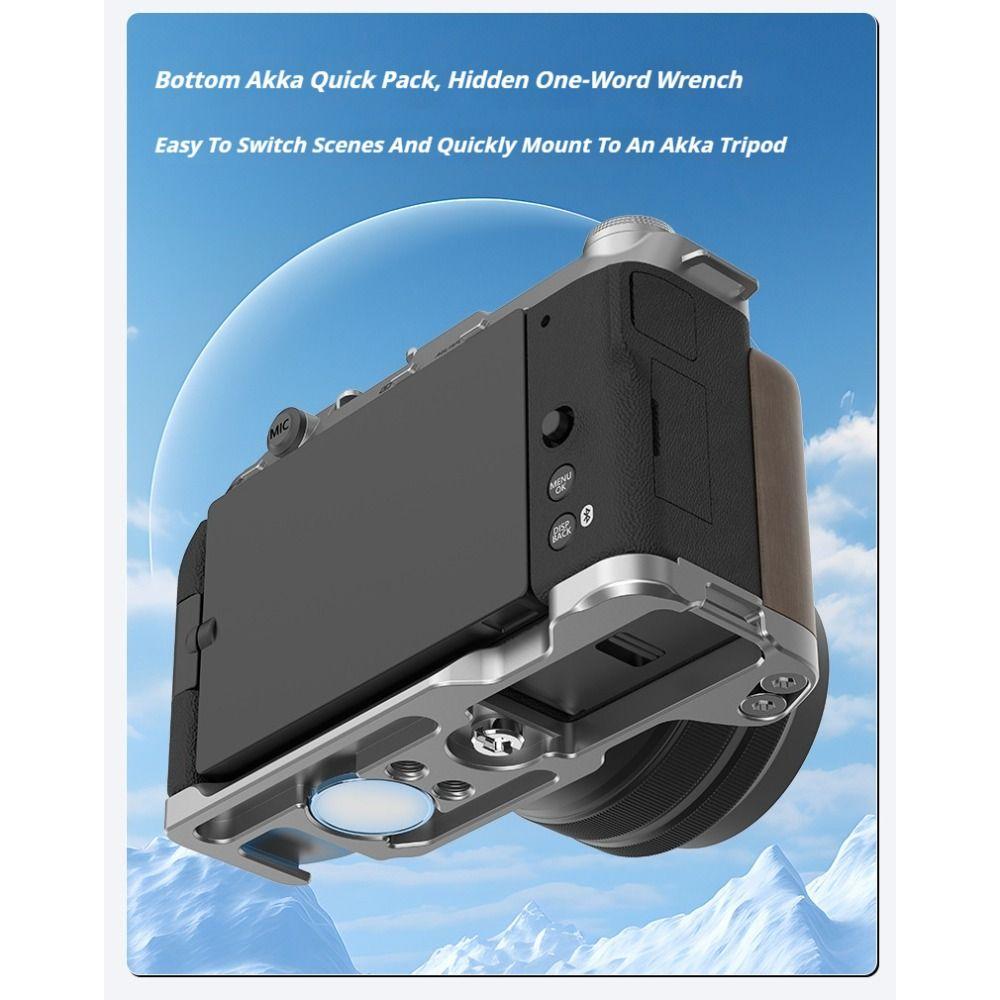 Quick Release Finger Grip Aluminum Shutter Button Kit L Plate Solid Wood Handle for Fuji X-M5