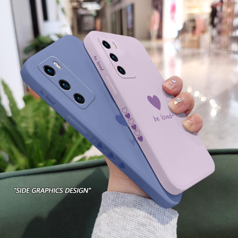 Simple Love Phone Case For Huawei P40 P50 P30 P20 Pro Lite Nova 5t Y7A Mate 40 30 20 Pro Lite Liquid Silicone Cover