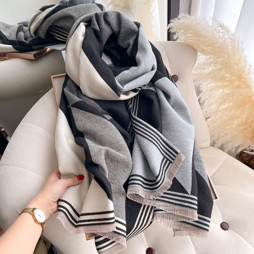 Winter Warm Cashmere Scarf For Women Luxury Print Pashmina Shawl Wrap Neckerchief Female Bufanda Echarpe Design Headband