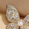 Women Brooch Three-Dimensional Butterfly Design Pin with Imitation Pearls Rhinestones Suits Coats Sweaters Badge Formal Occasions Decorative