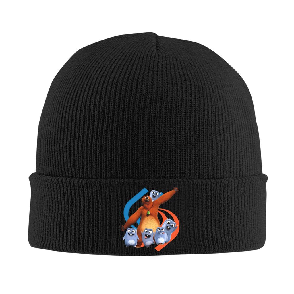 Grizzly and Lemmings Hat Autumn Winter Beanies Warm Animation Cap Unisex Women Acrylic Knitted Hat