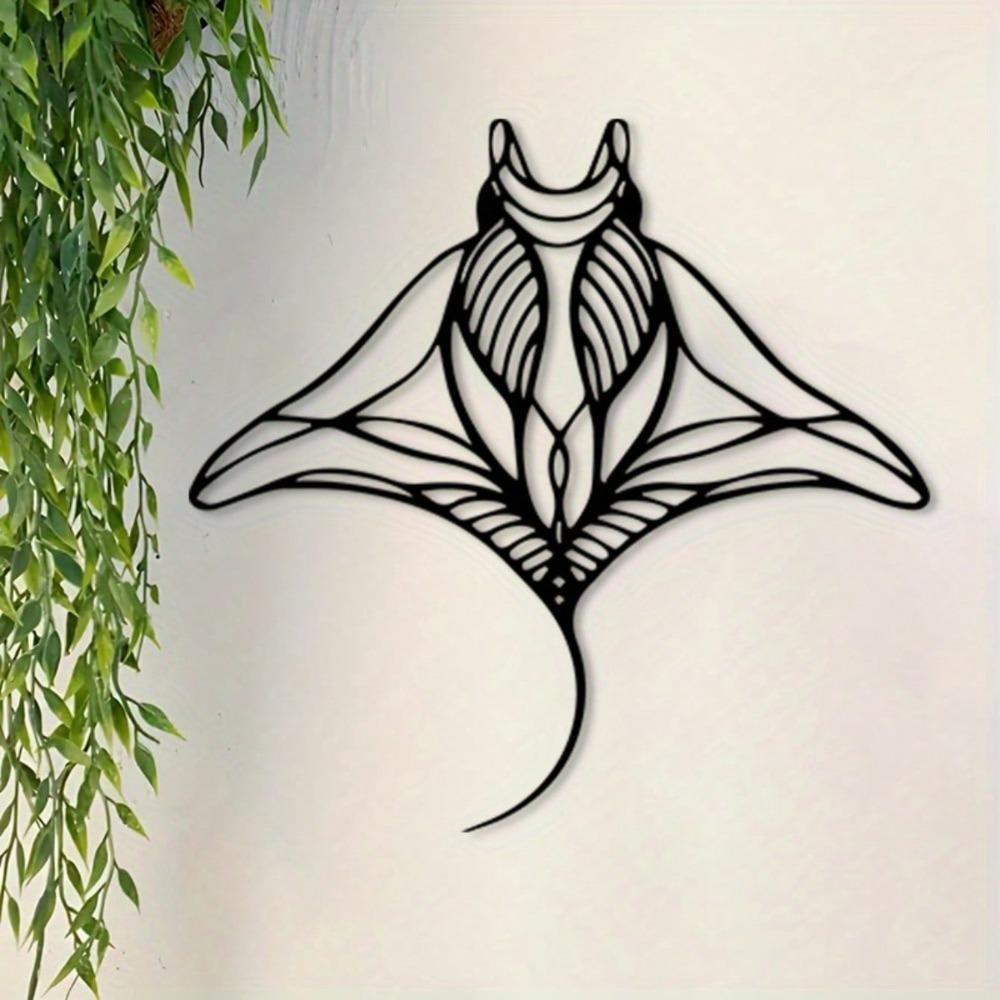 Vintage Stingray Silhouette Metal Wall Art Rust Resistant Ironwork Coastal Home Decor