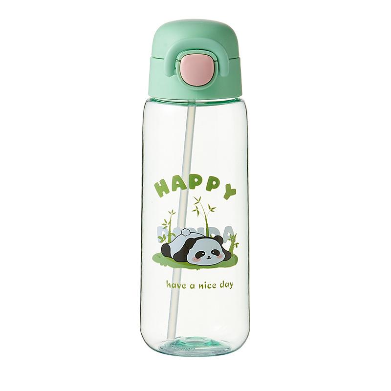 New Panda Plastic Cup Portable Cup, Cute Cartoon Plastic Straw Cup, Children's Casual Cup
