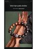 Men's Vintage S925 Sterling Silver Gold Sandalwood Icy Obsidian Bracelet - High-End Gift for Boyfriend