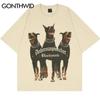 Hip Hop Street T Shirt Doberman Dog Graphic Print Oversized T-Shirt Streetwear Fashion Oversized Cotton Tees Summer Women Tops