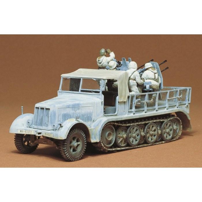 Tamiya 1/35 Military Miniature Series No.50 German Army 8-ton Half-track Quad 20mm AA Gun Plastic Model 35050, Pre-colored, Small Size